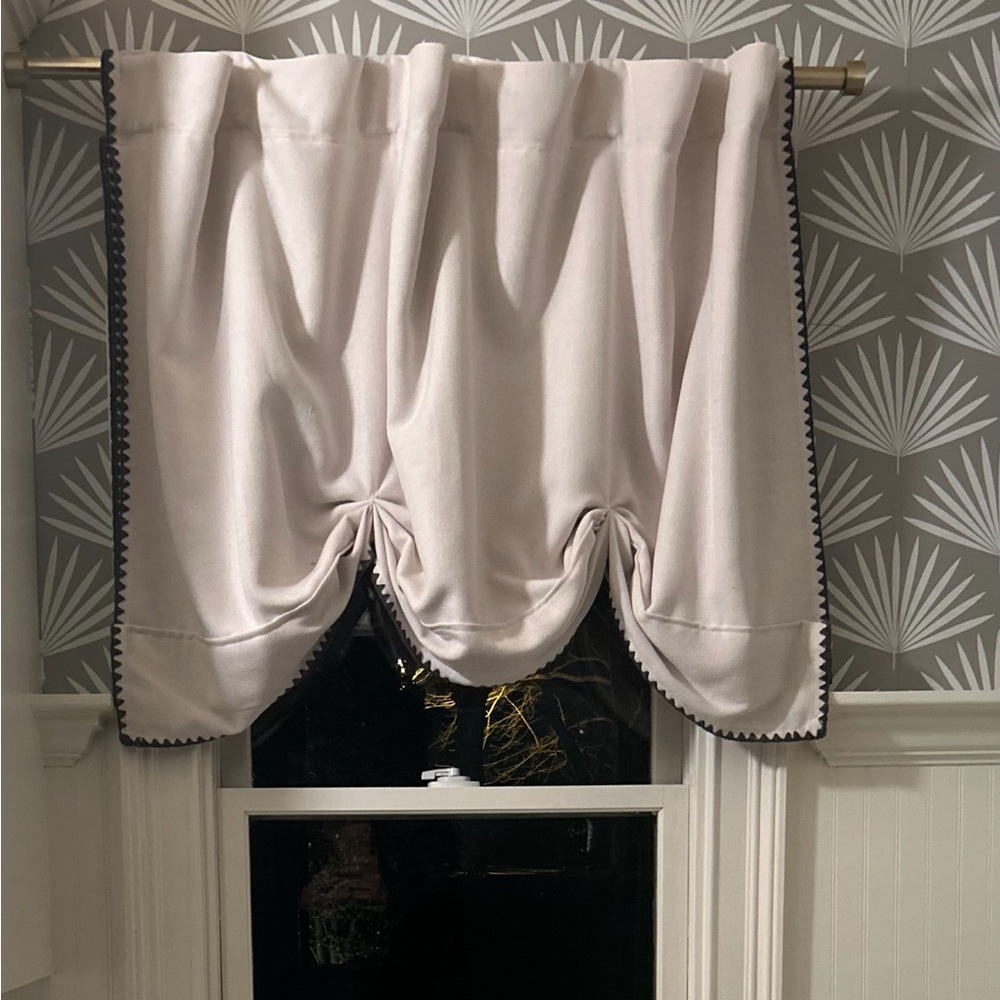 Elegant Cream Valance with gray Trim